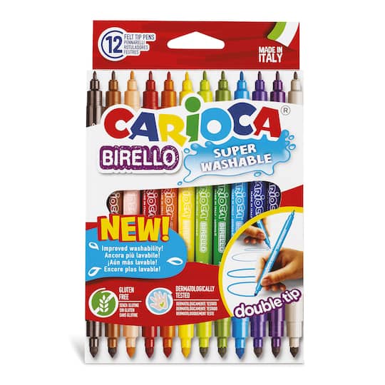 CARIOCA® Birello 12 Color Double Tip Washable Felt Tip Pens Set